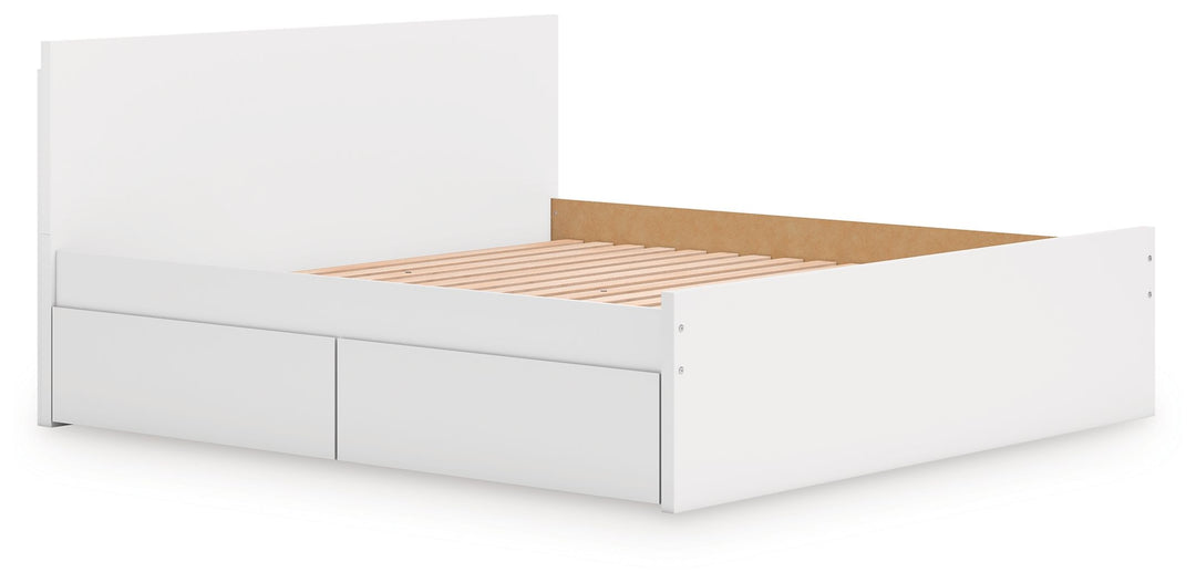 Onita - King Panel Platform Bed With 2 Side Storage - White by Ashley Furniture product image