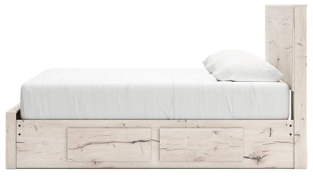 Lawroy - King Panel Bed With Storage Footboard And 2 Under Bed Storage Units - Light Natural by Ashley Furniture product image