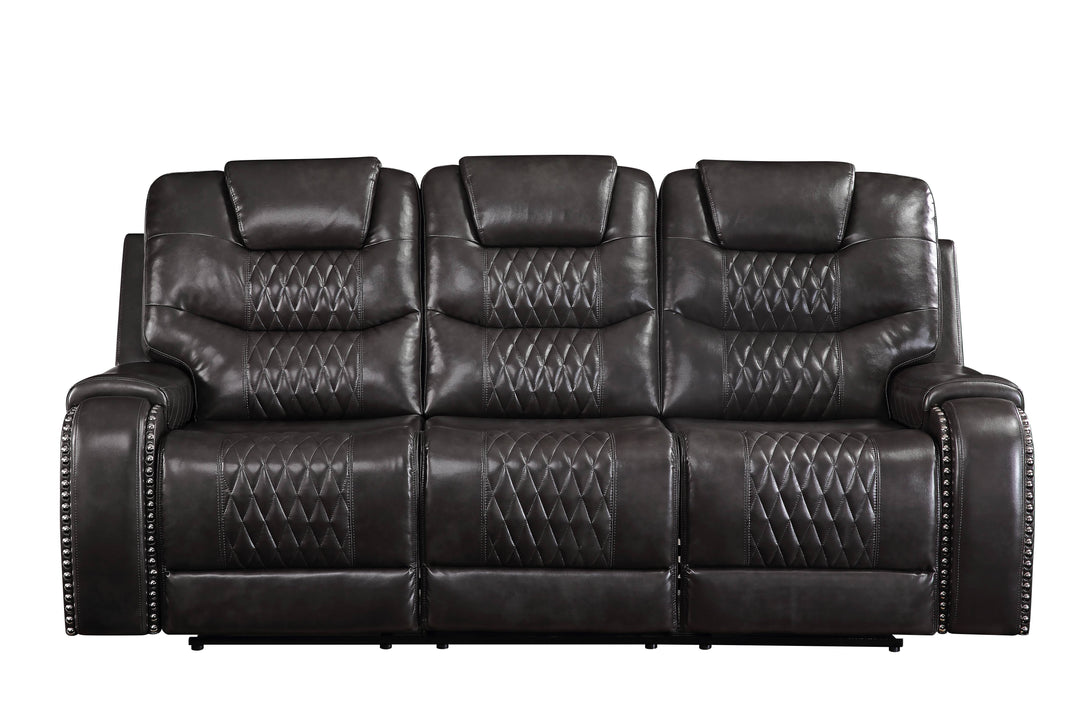Braylon - Magnetite Synthetic Leather Manual Recliner Sofa - Brown
