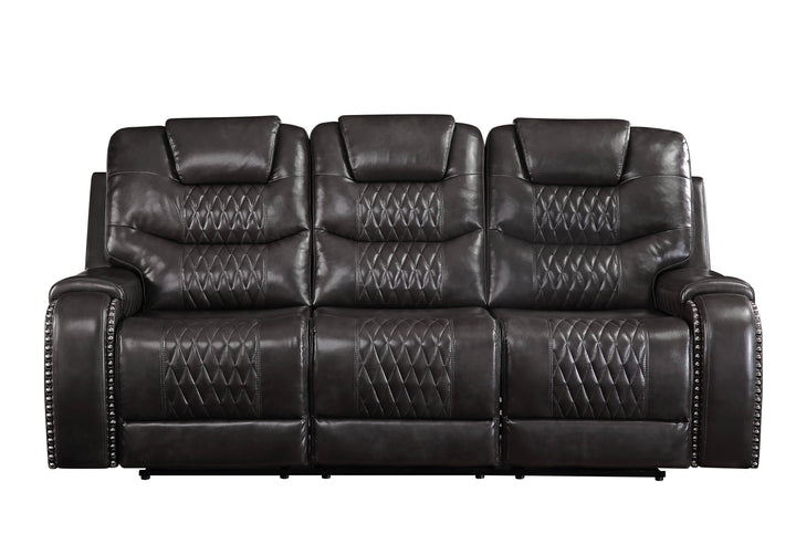 Braylon - Magnetite Synthetic Leather Manual Recliner Sofa - Brown