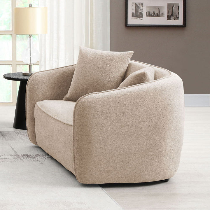 Keith - Loveseat With 2 Pillows - Beige Chenille