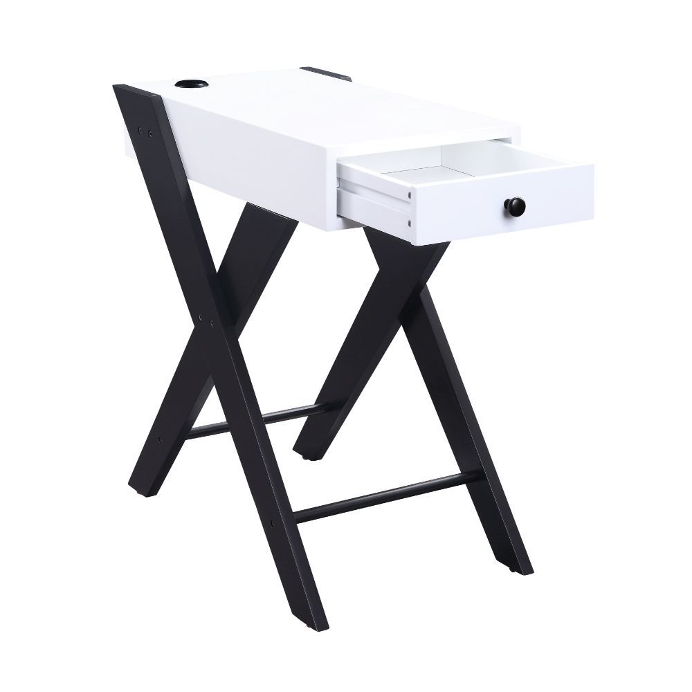 Fierce - Accent Table With USB - White & Black