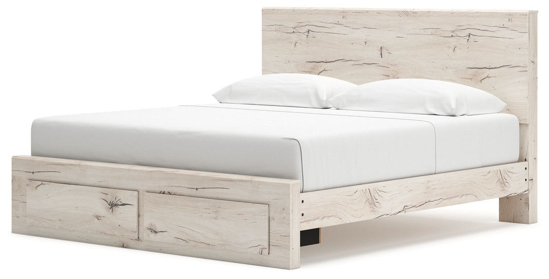 Lawroy - King Panel Bed With Storage Footboard - Light Natural by Ashley Furniture product image
