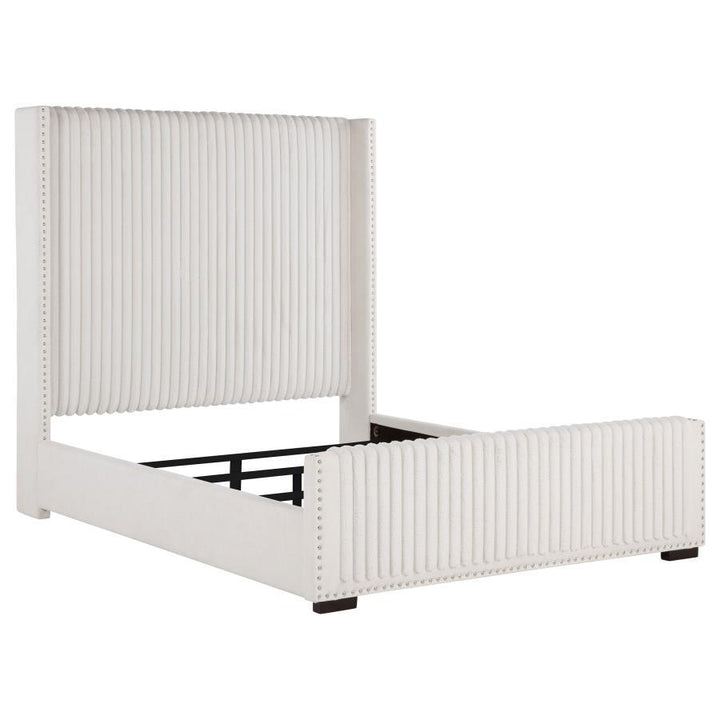 Coaster Furniture Natasha - Upholstered Queen Wingback Bed - Cream