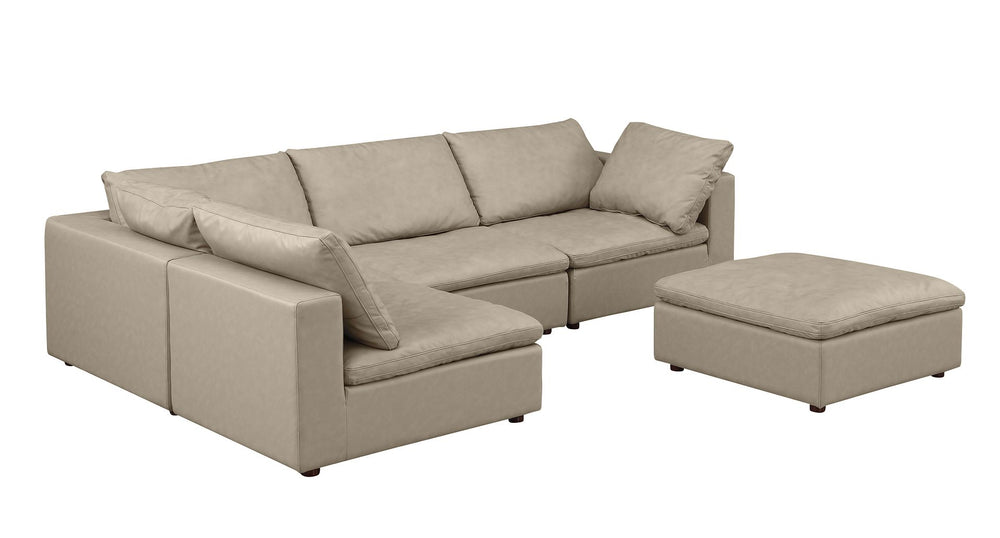 DivanItalia 1100 5-Piece Left Arm Facing 3-Seat Sectional – Top-Grain Italian Leather - Beige