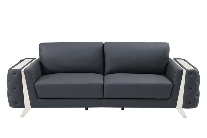 DivanItalia 1050 3-Piece Sofa Set in Top-Grain Italian Leather - Dark Gray