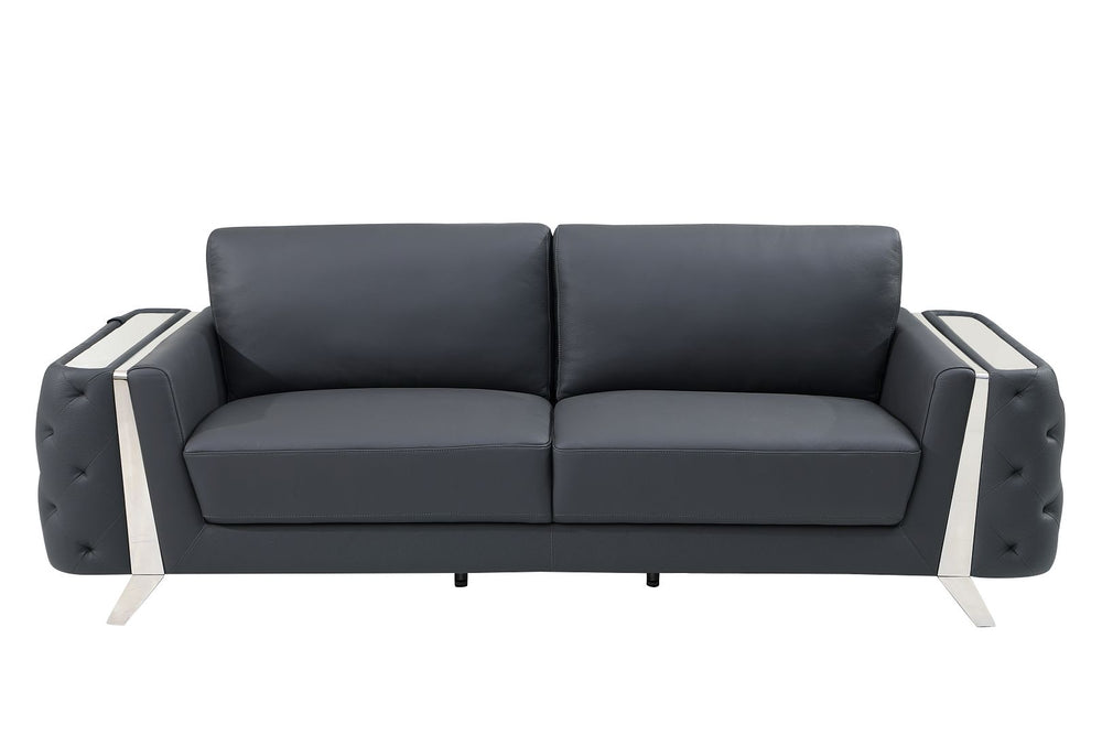 DivanItalia 1050 3-Piece Sofa Set in Top-Grain Italian Leather - Dark Gray