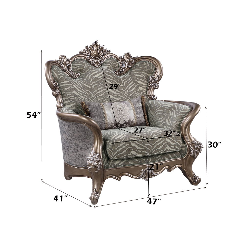 Elozzol - Chair With Pillow - Fabric & Antique Bronze