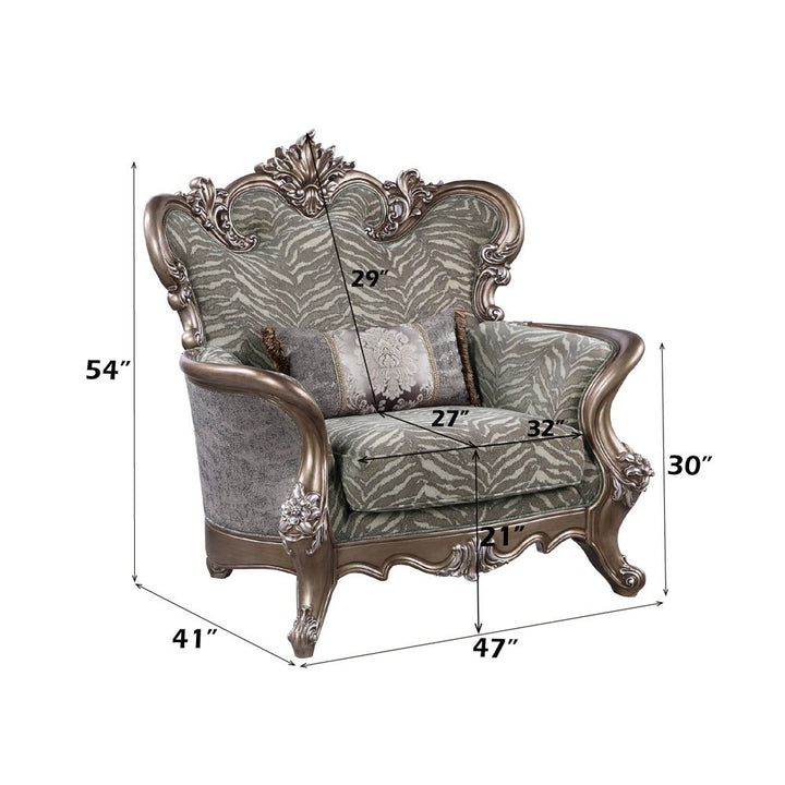 Elozzol - Chair With Pillow - Fabric & Antique Bronze