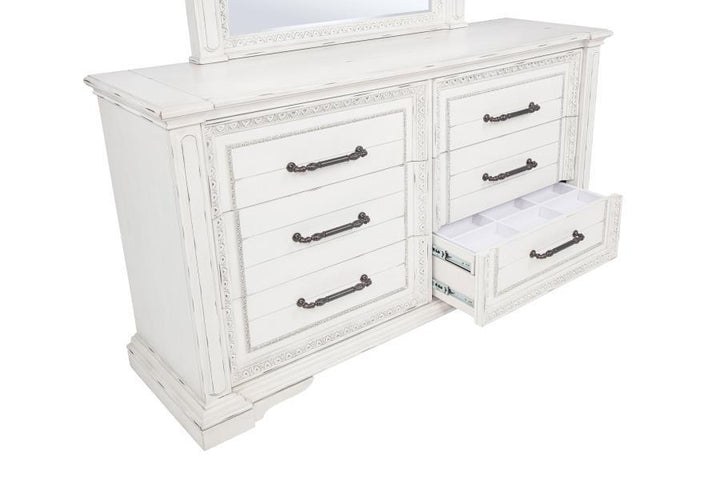Mckinney - 6-Drawer Bedroom Dresser With Mirror - Vintage White