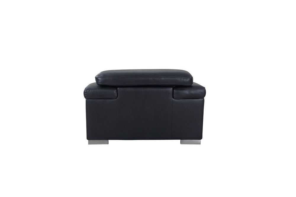 DivanItalia 415 Chair with Adjustable Headrest in Top-Grain Italian Leather - Black