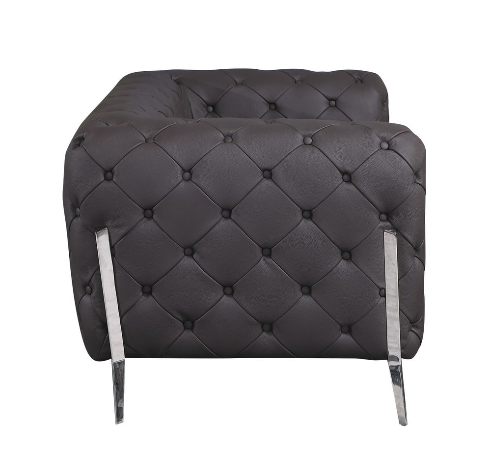 DivanItalia 970 Italian Leather Brown Loveseat - alternate view 3