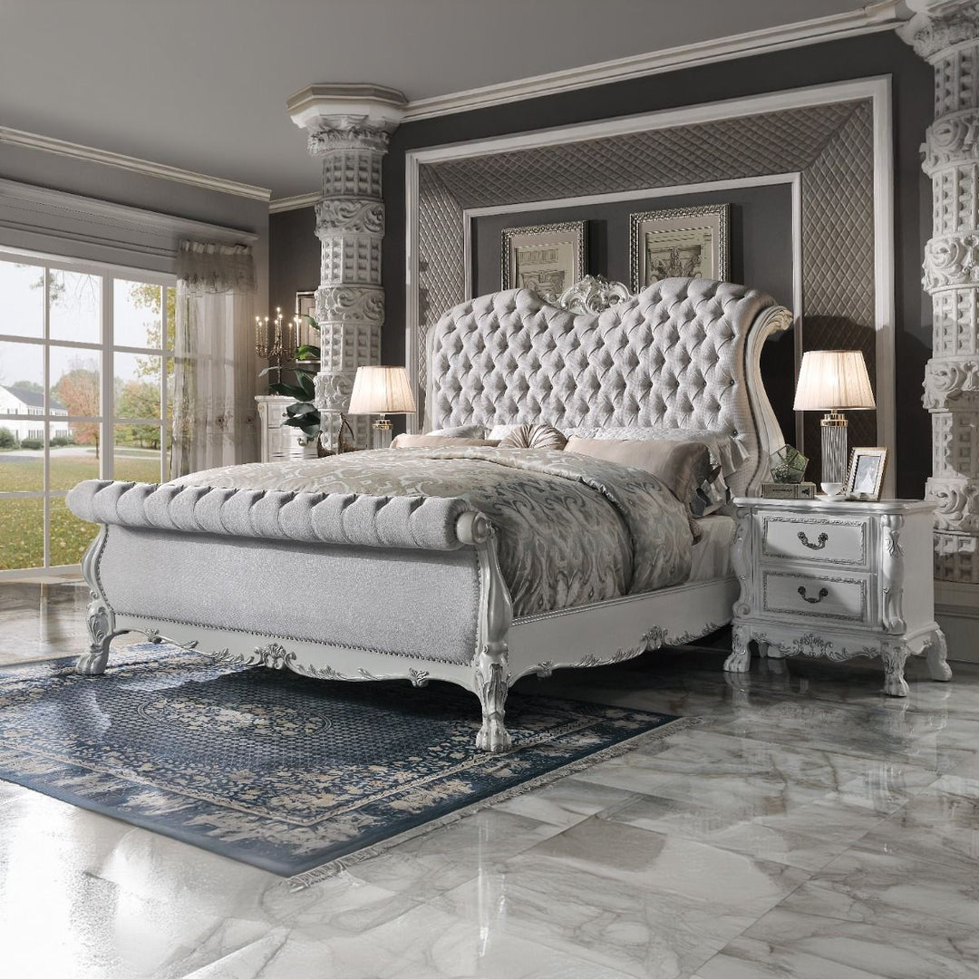 Dresden - Queen Bed - Fabric & Bone White