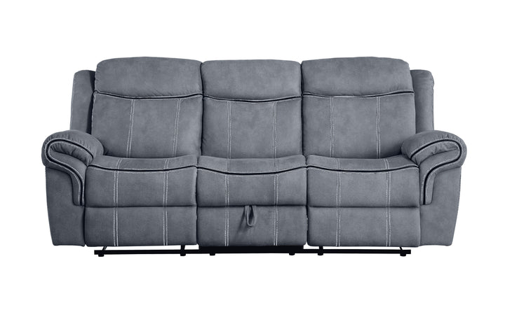 Zubaida - Two Tone Velvet Recliner Sofa With USB Port Drop Down Table - Gray