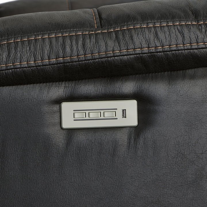 Clive Fabric Power Reclining Loveseat with Power Headrests &amp; Lumbar in Peppercorn