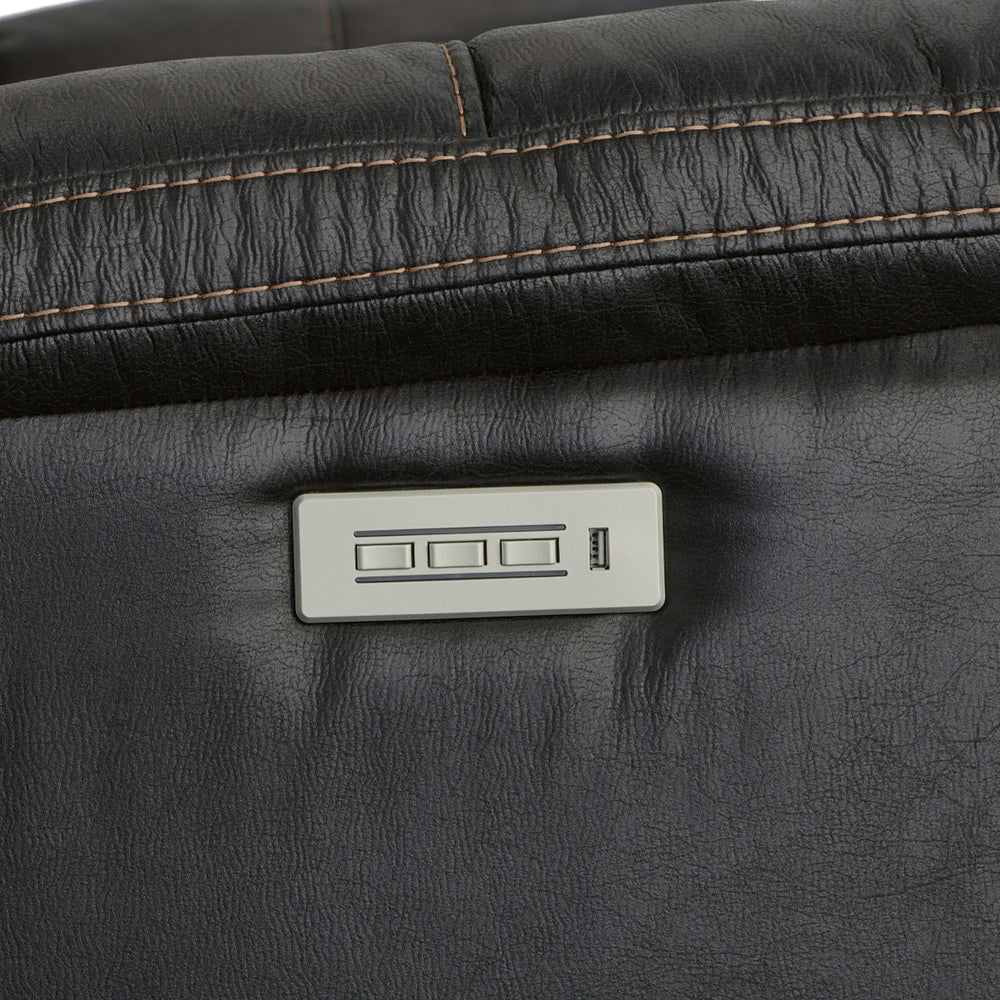 Clive Fabric Power Reclining Loveseat with Power Headrests & Lumbar in Peppercorn