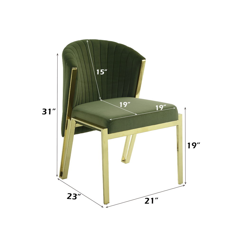 Fallon - Side Chair Set of 2) - Green Velvet & Mirrored Gold