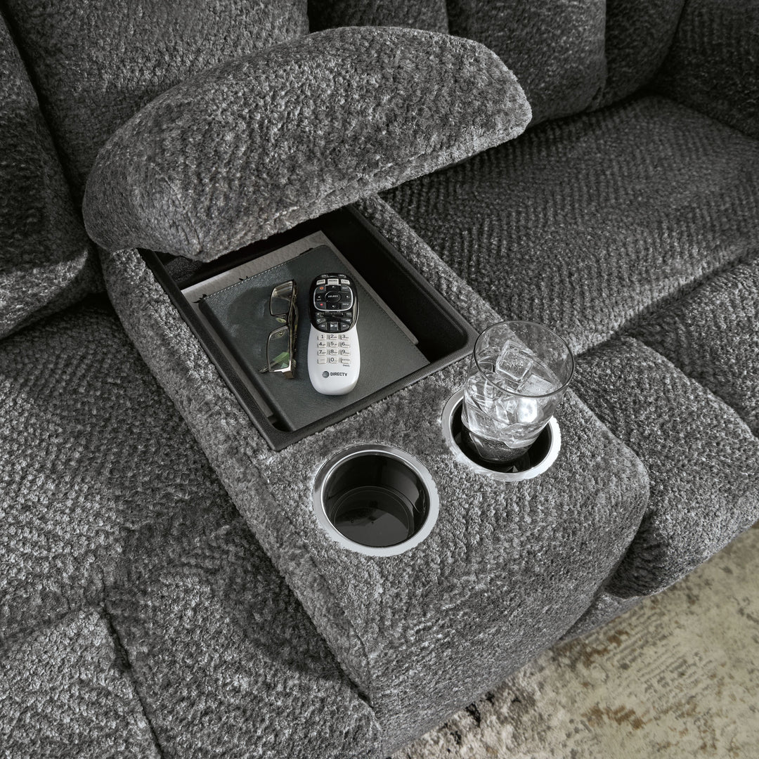 Frohn - Dbl Reclining Loveseat with Console - Graphite
