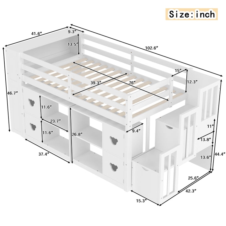 solid-low-twin-loft-bed-with-storage-cabinets-staircase-drawers-led-lights-white