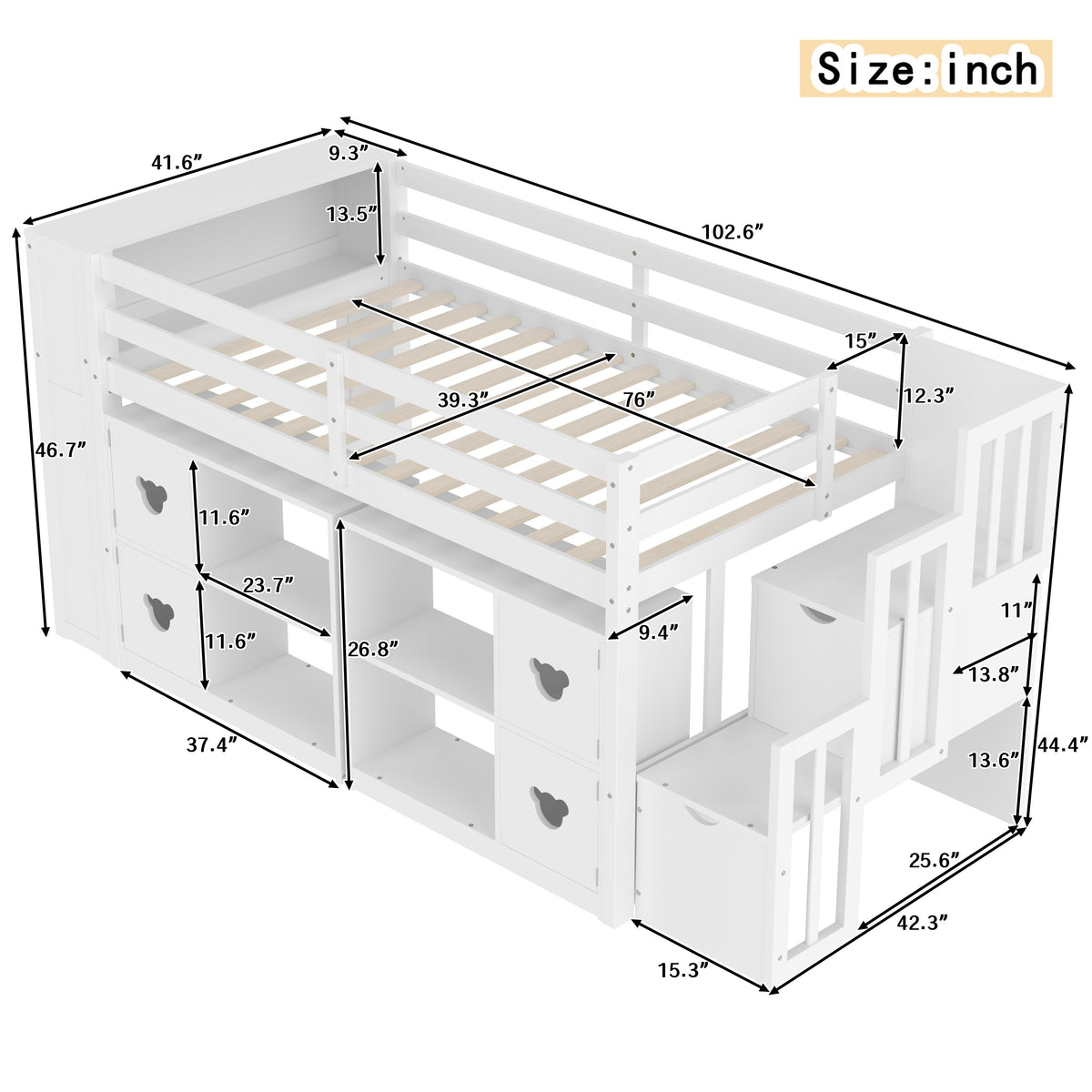 solid-low-twin-loft-bed-with-storage-cabinets-staircase-drawers-led-lights-white