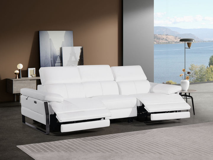 DivanItalia 1246 Modular Power Dual Reclining Sofa with Power Reclining Headrests – Top Grain Italian Leather - White