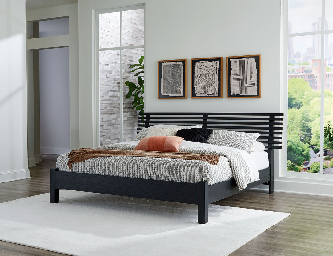Danziar - King Slat Panel Bed With Low Footboard - Black by Ashley Furniture product image
