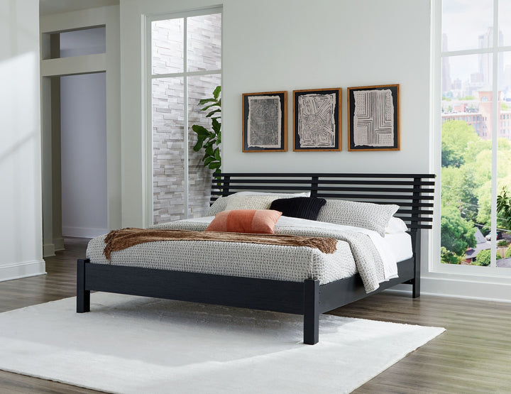 Danziar - King Slat Panel Bed With Low Footboard - Black by Ashley Furniture product image