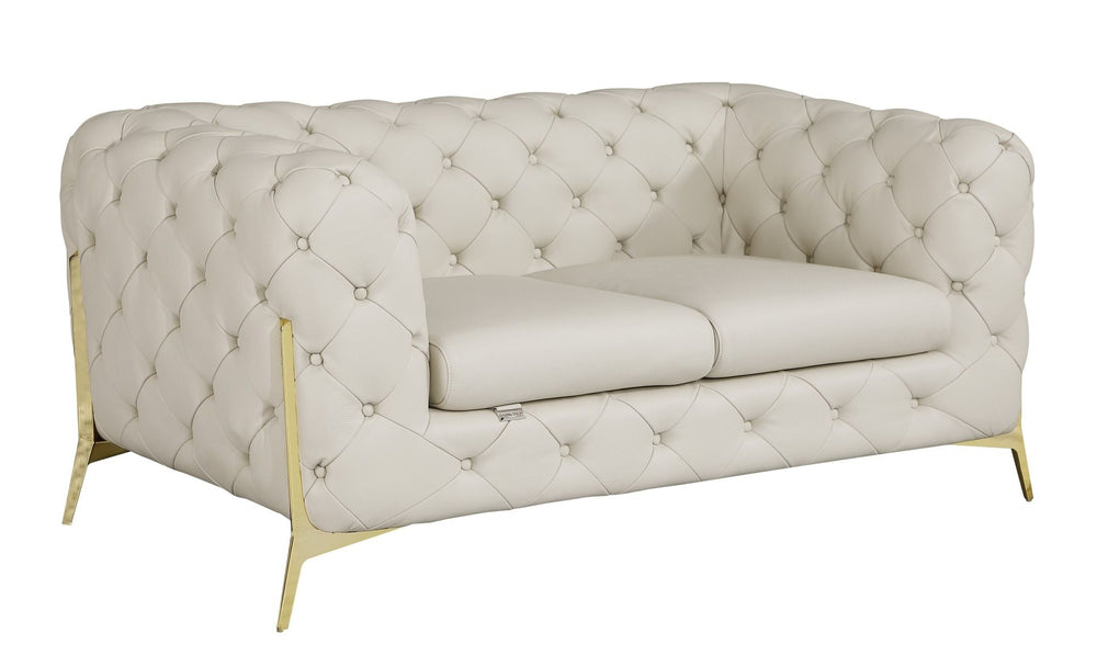 Global United Furniture DivanItalia 970 Italian Leather Beige Loveseat