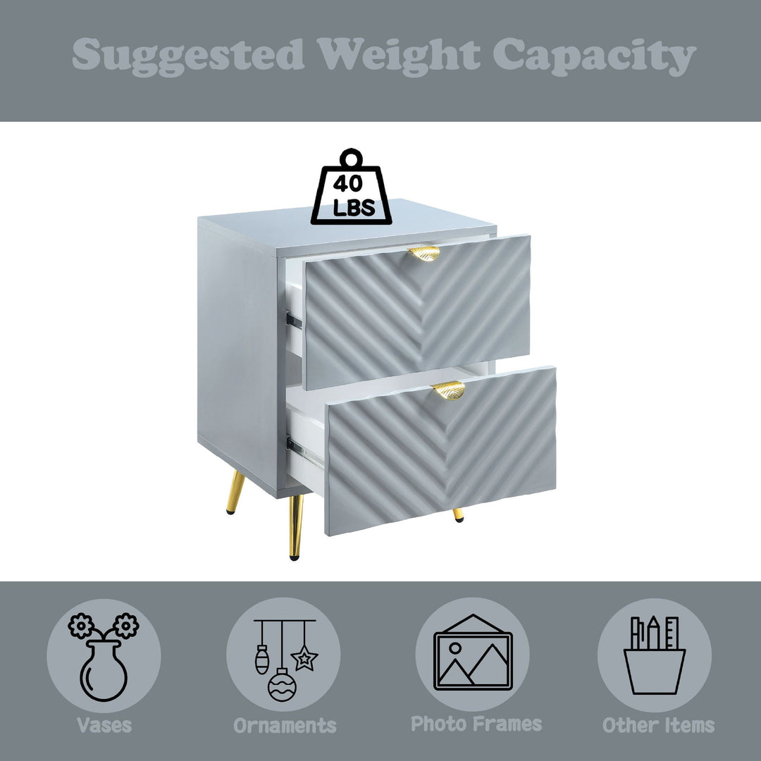 Gaines - High Gloss Nightstand - Gray