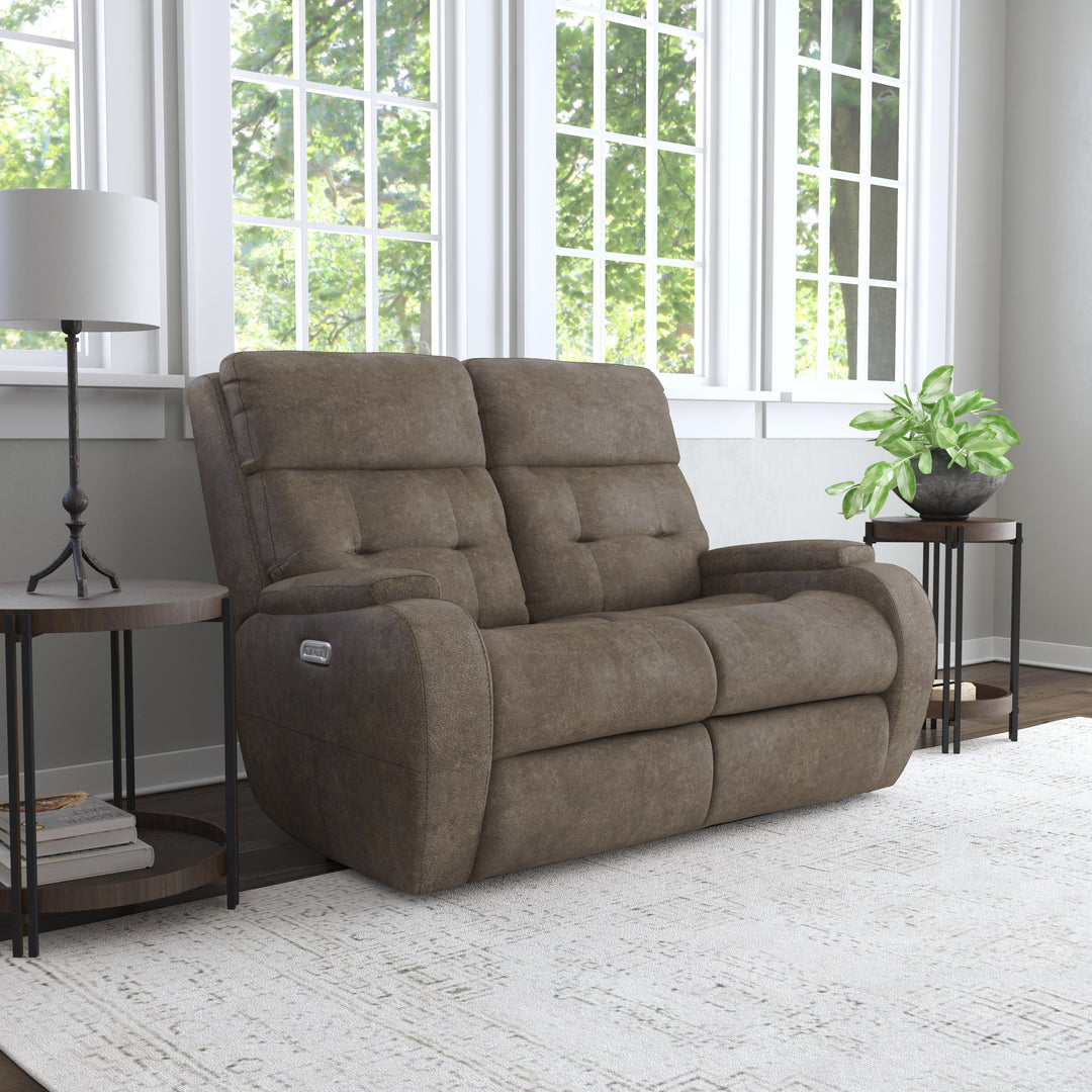 flexsteel-b3906-60h-strait-power-reclining-loveseat-with-power-headrests-dark-brown