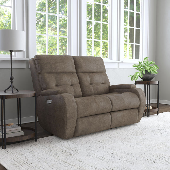 flexsteel-b3906-60h-strait-power-reclining-loveseat-with-power-headrests-dark-brown