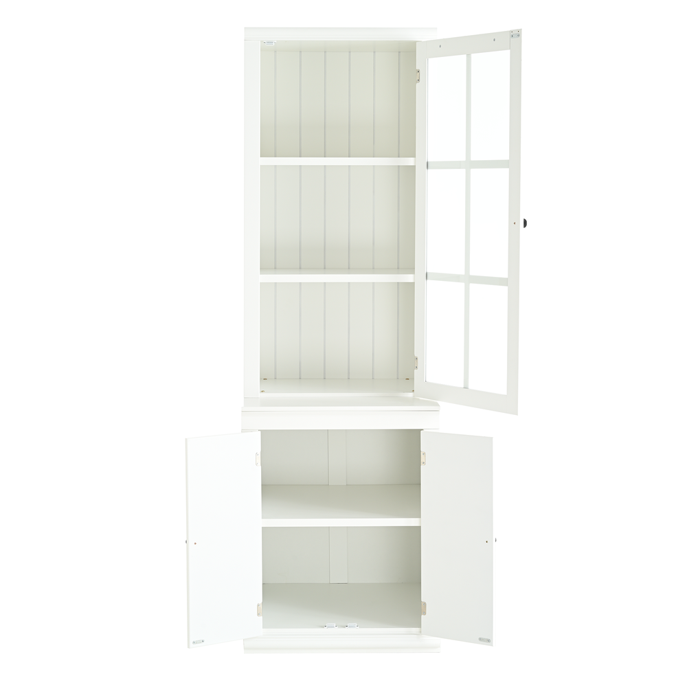 retro-style-hutch-cabinet-with-single-glass-door-white