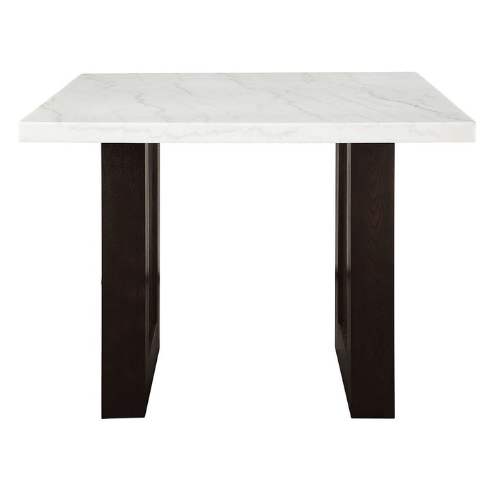 Edwyn - Counter Height Table - White Natural Marble Top & Espresso