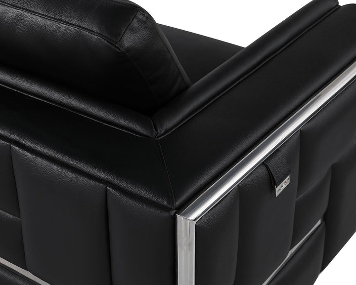 DivanItalia 1130 Loveseat in Top-Grain Italian Leather - Black