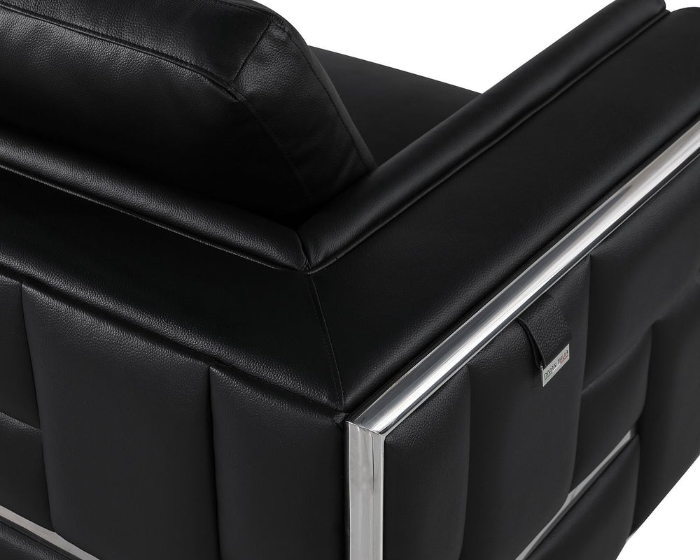 DivanItalia 1130 Loveseat in Top-Grain Italian Leather - Black