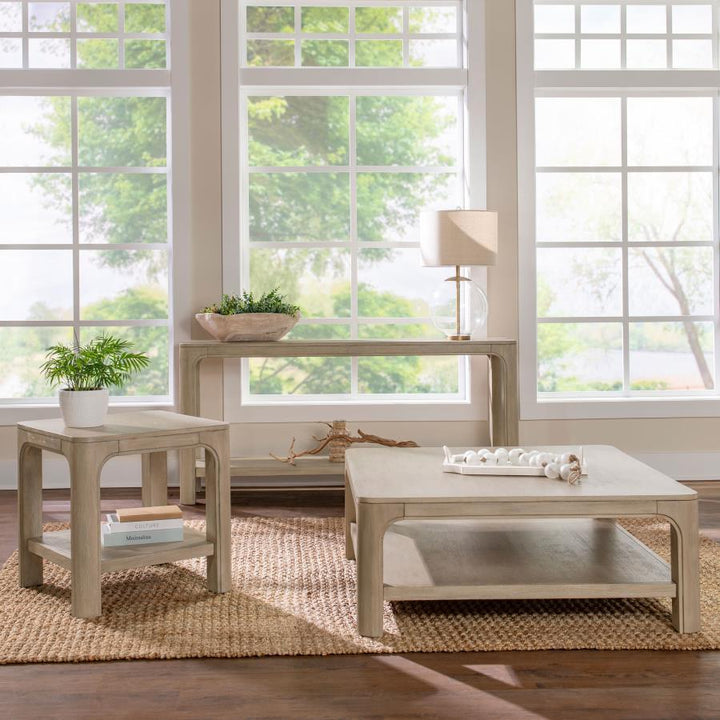 Solano - Square Wood Cocktail Coffee Table - Weathered Mango