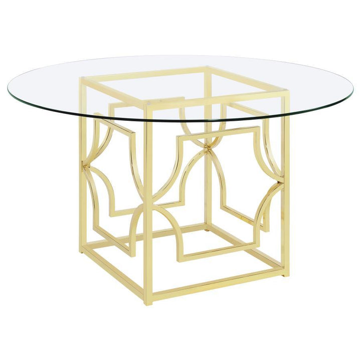 Coaster Furniture Starlight - Round Glass Top Metal Dining Table - Brass