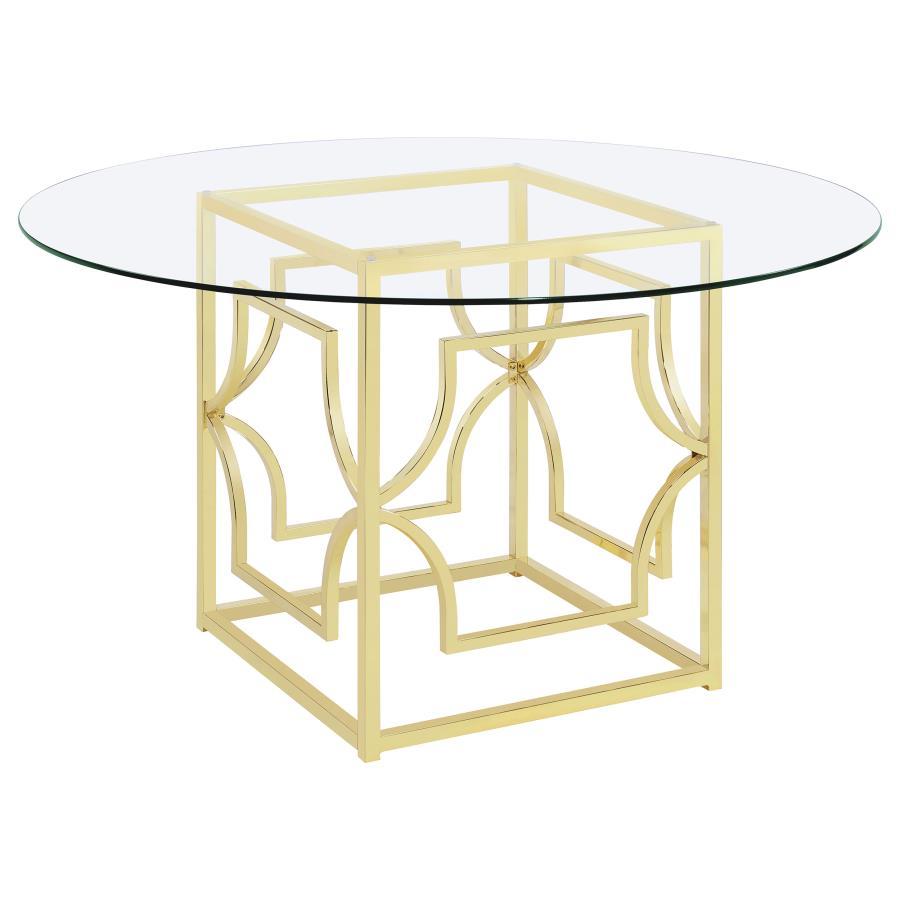 Coaster Furniture Starlight - Round Glass Top Metal Dining Table - Brass