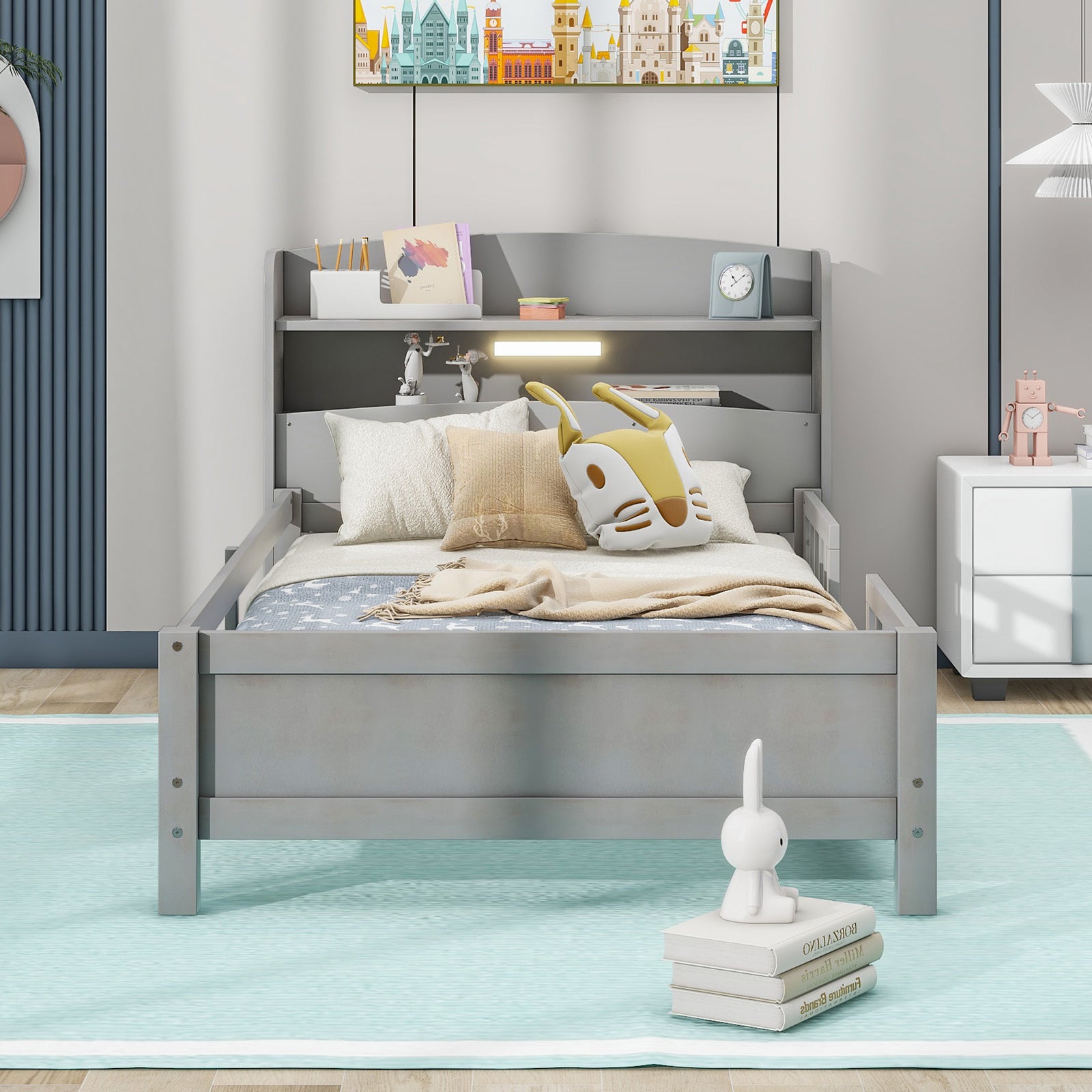 wood-twin-size-platform-bed-with-built-in-led-light-storage-headboard-and-guardrail-antique-grey