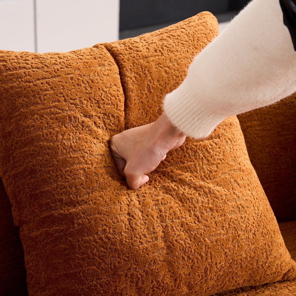 curved-loveseat-orange-full-compression-sponge-sofa
