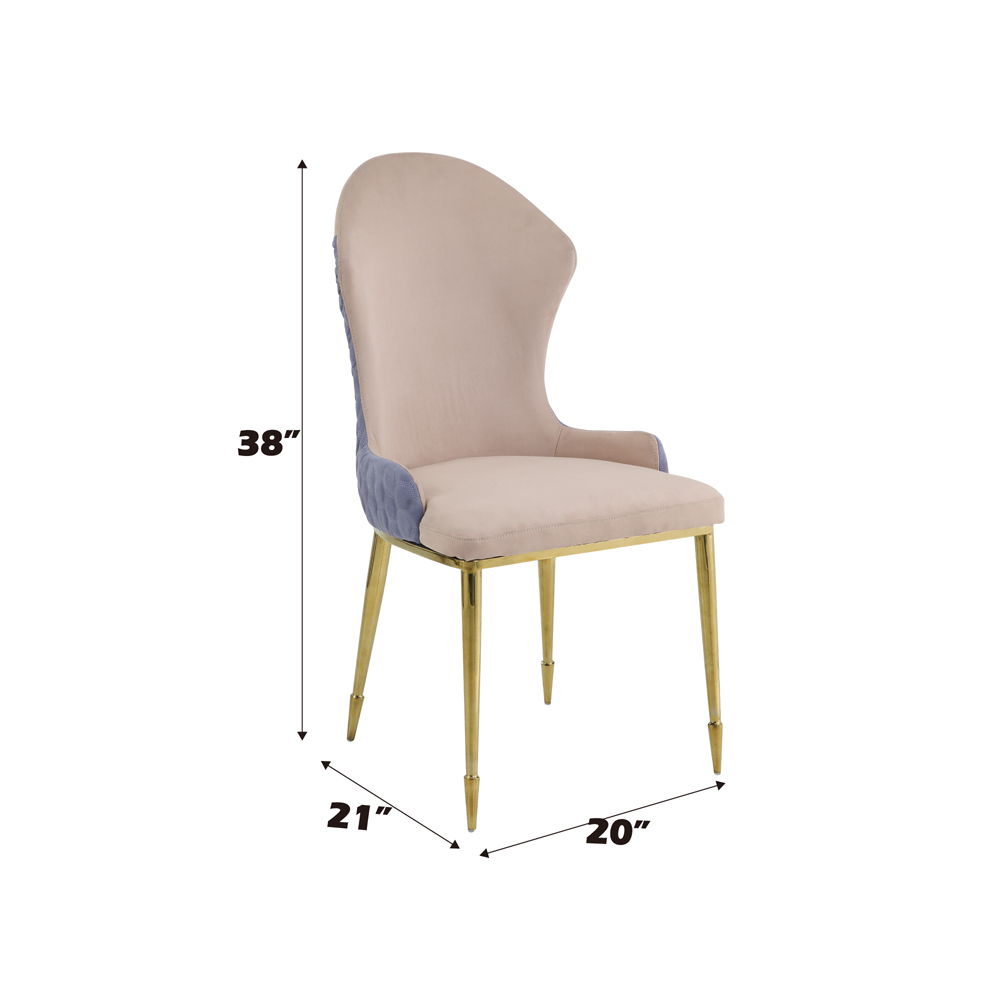 Caolan - Side Chair Set of 2) - Tan, Lavender Fabric & Gold