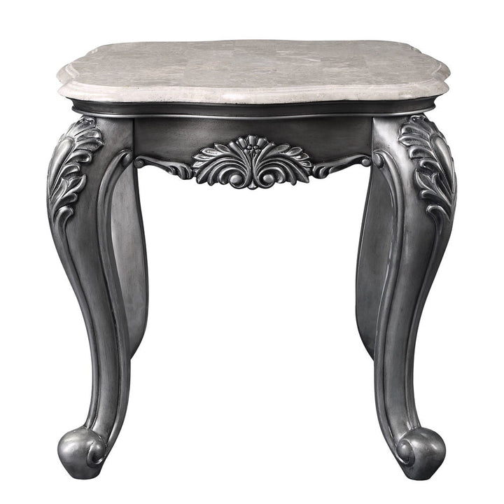 Ariadne - End Table - Marble Top & Platinum