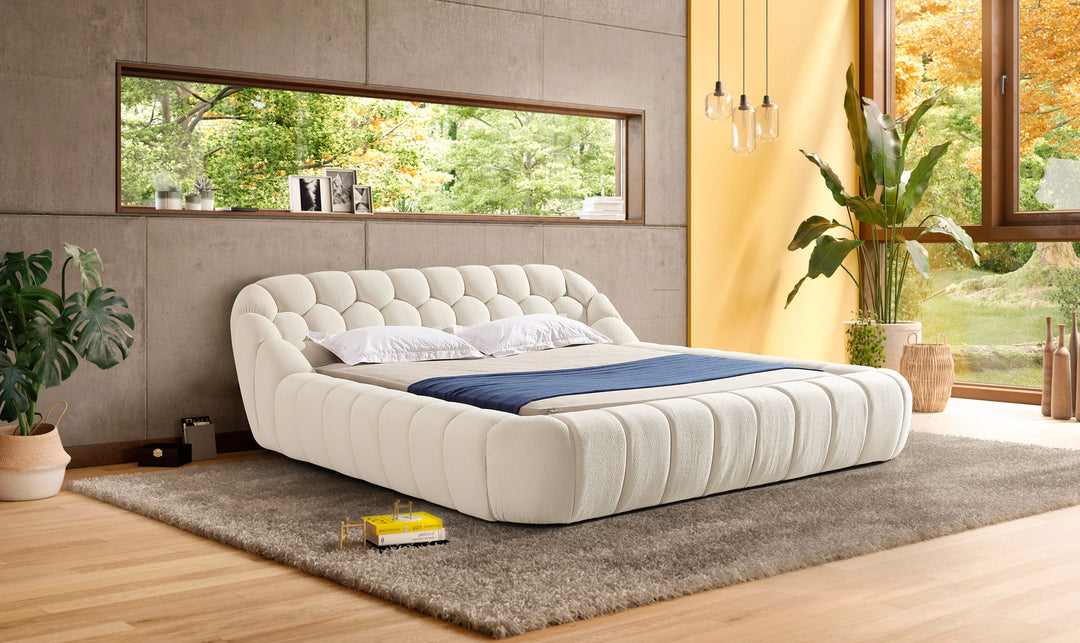 Yolonda - Modern Off-White Fabric Bed-eastern