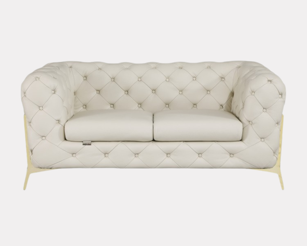 DivanItalia 970 Italian Leather Beige Loveseat