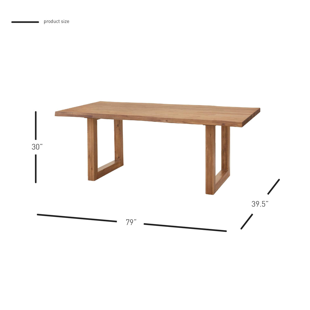 Windsor 79" Live-Edge Dining Table Wooden Legs - Newton Brown - view 2