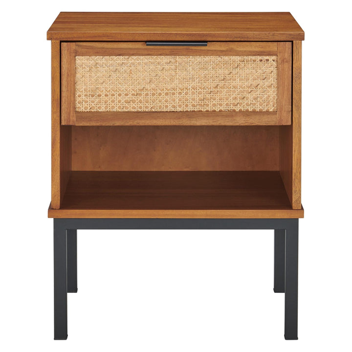 Caine Rattan Nightstand/Side Table - Brown - view 5