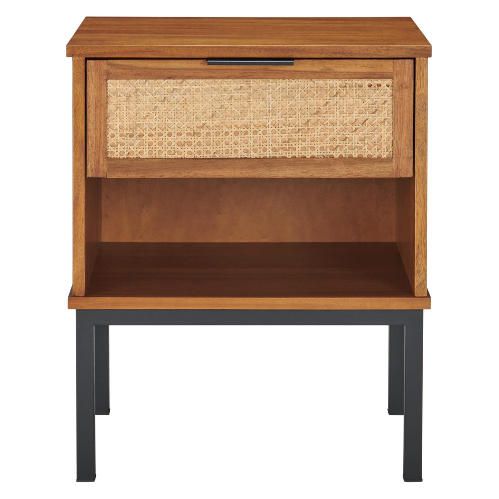 Caine Rattan Nightstand/Side Table - Brown - view 5
