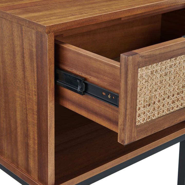 Caine Rattan Nightstand/Side Table - Brown - view 8