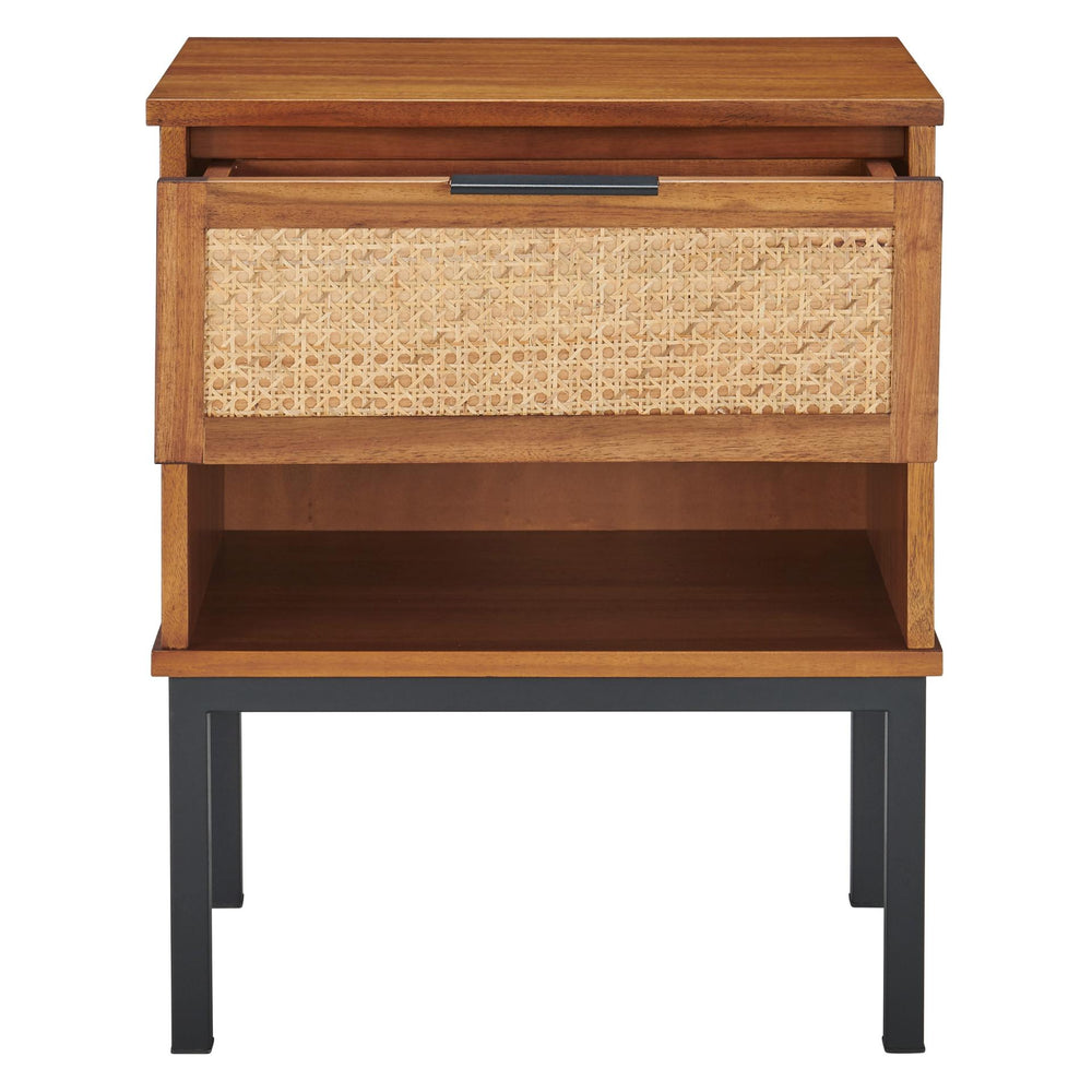 Caine Rattan Nightstand/Side Table - Brown - view 7