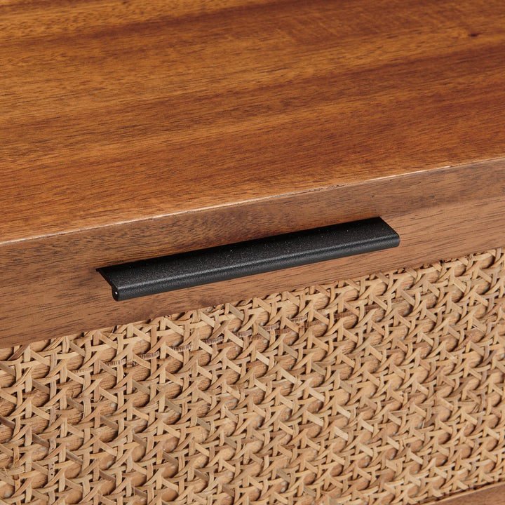 Caine Rattan Nightstand/Side Table - Brown - view 9